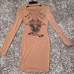 Long sleeve tan dress